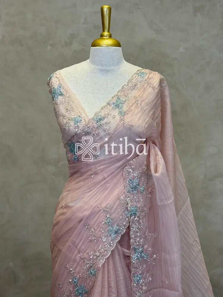 ORGANZA HAND EMBROIDERY DESIGNER SAREE