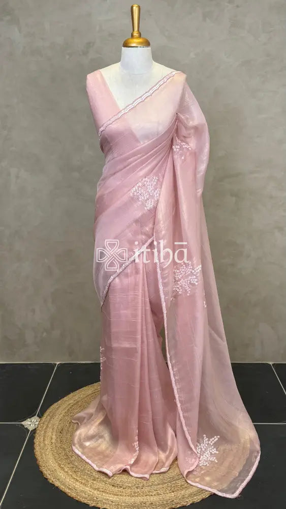 ORGANZA HAND EMBROIDERY DESIGNER SAREE