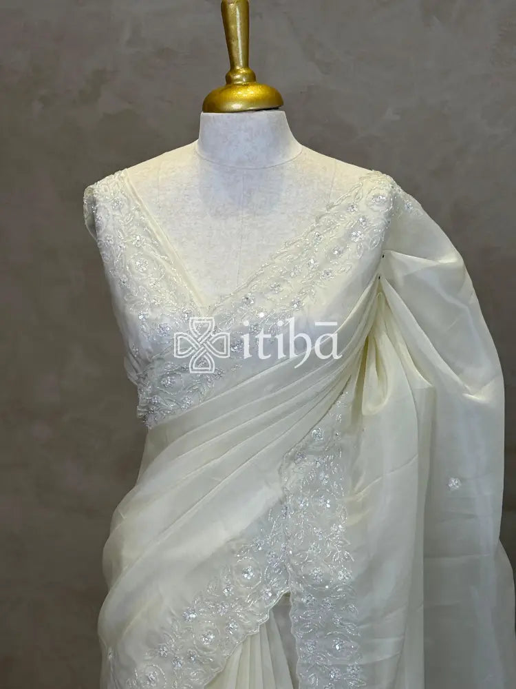 ORGANZA HAND EMBROIDERY DESIGNER SAREE