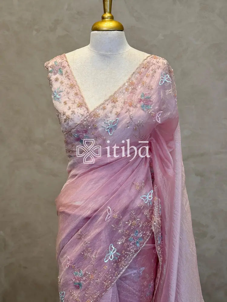 ORGANZA HAND EMBROIDERY SAREE