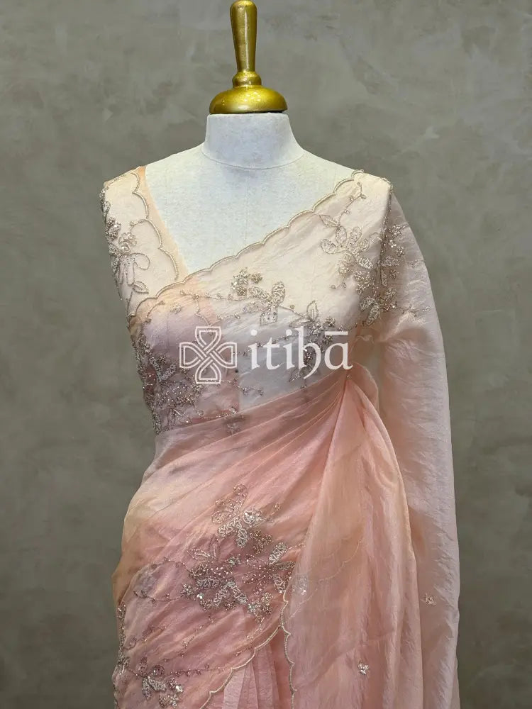 ORGANZA HAND EMBROIDERY SAREE