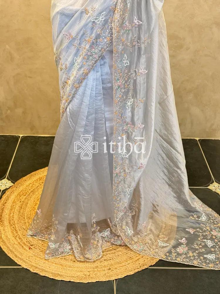 ORGANZA HAND EMBROIDERY SAREE