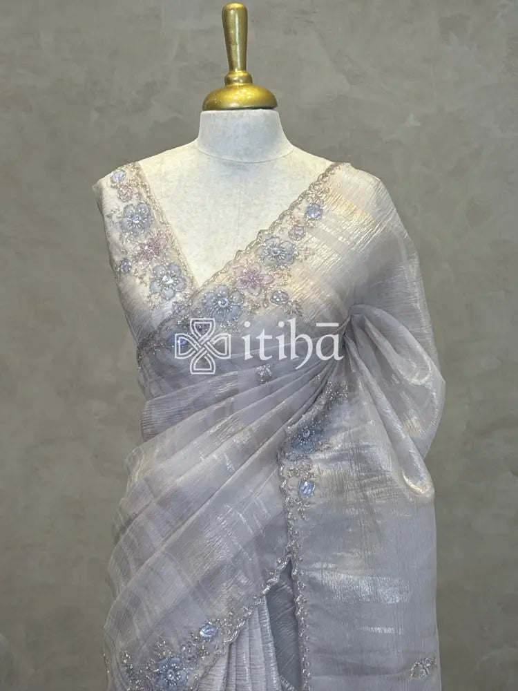 ORGANZA HAND EMBROIDERY SAREE
