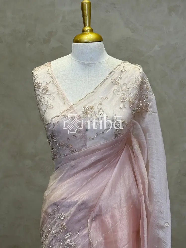ORGANZA HAND EMBROIDERY SAREE