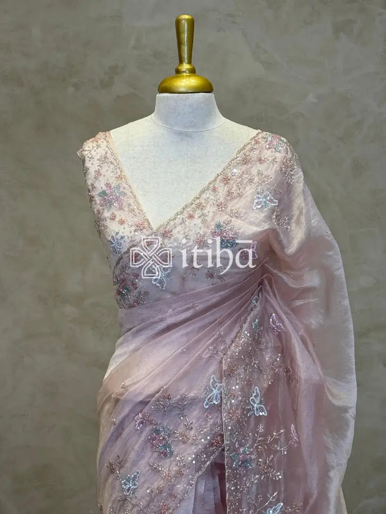 ORGANZA HAND EMBROIDERY SAREE
