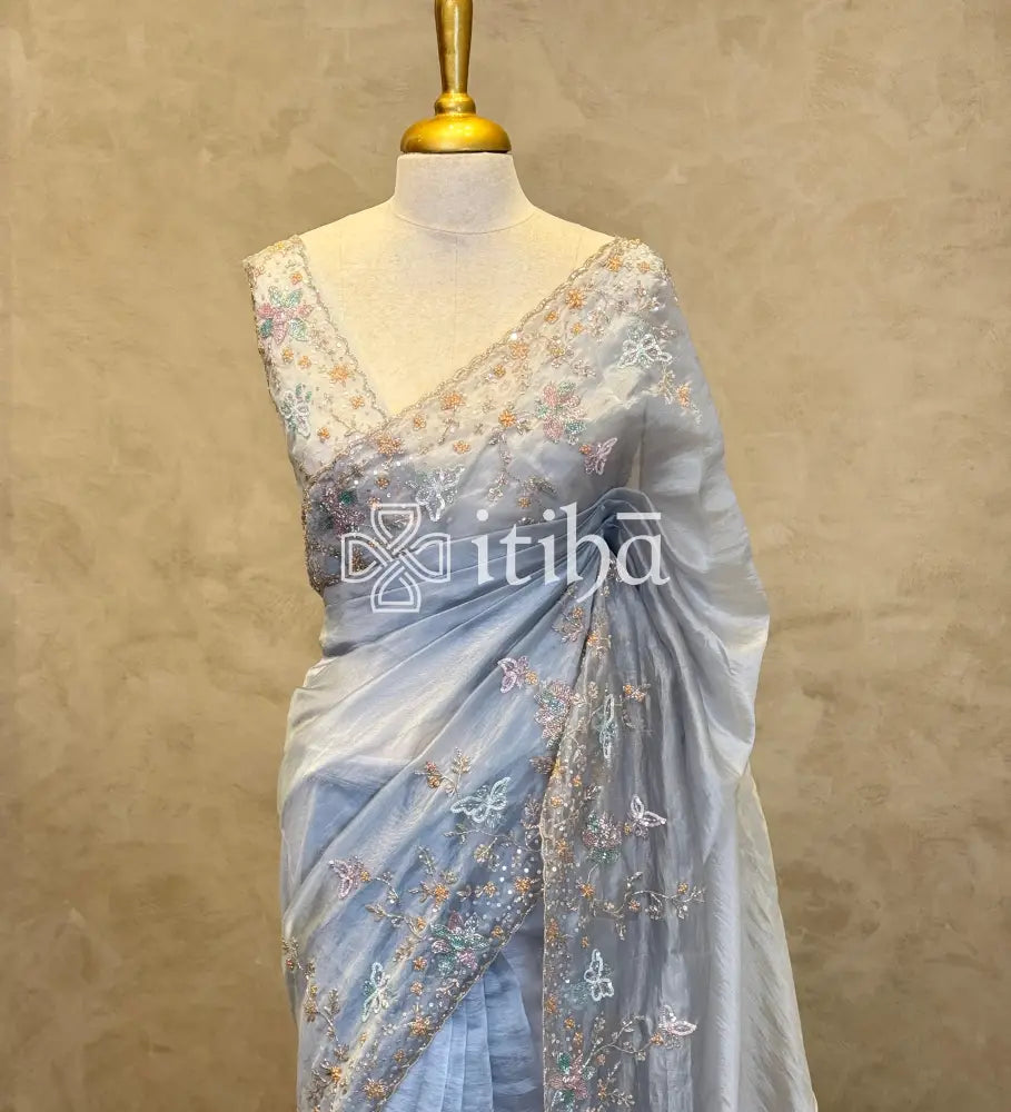 ORGANZA HAND EMBROIDERY SAREE