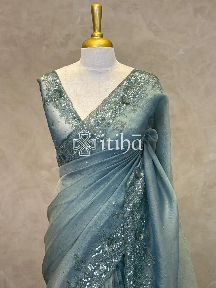 ORGANZA HAND EMBROIDERY SAREE