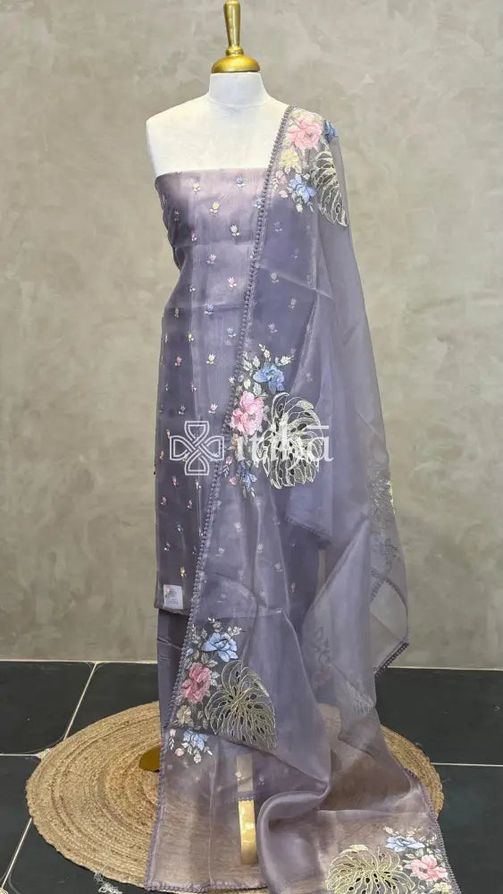 ORGANZA SALWAR SUIT - DUSTY PURPLE