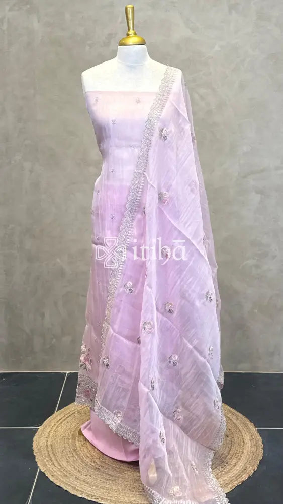 ORGANZA SALWAR SUIT - LIGHT PINK