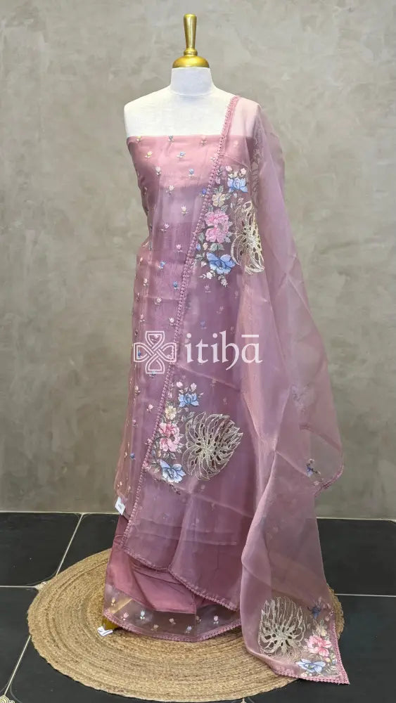 ORGANZA SALWAR SUIT - LIGHT PINK