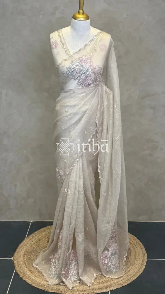 ORGANZA TURKISH APPLIQUE DESIGNER SAREE