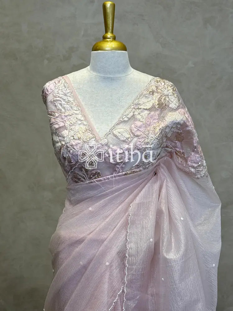 ORGANZA TURKISH APPLIQUE EMBROIDERY SAREE