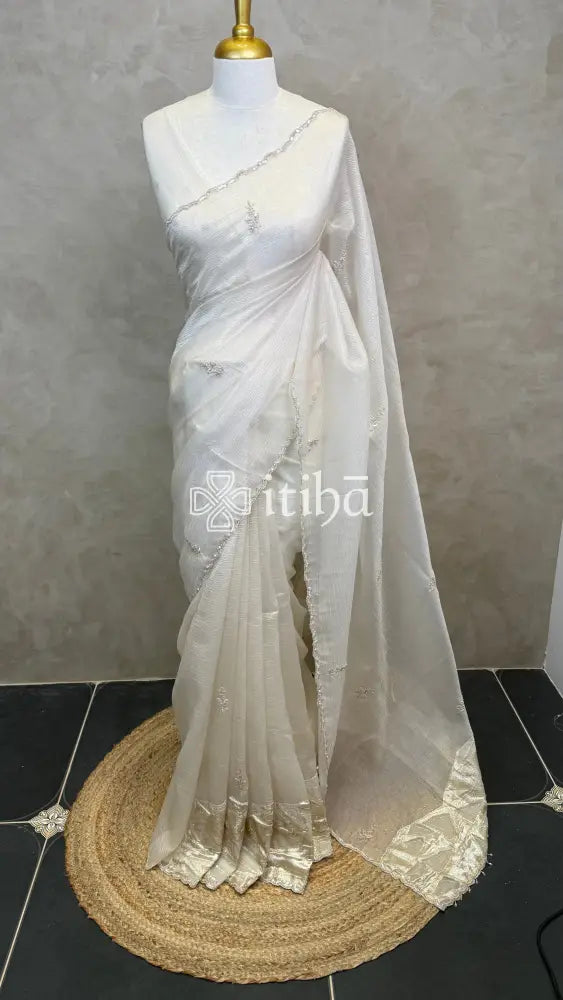 ORGANZA TURKISH APPLIQUE EMBROIDERY SAREE