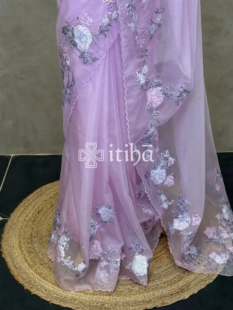ORGANZA TURKISH APPLIQUE EMBROIDERY SAREE