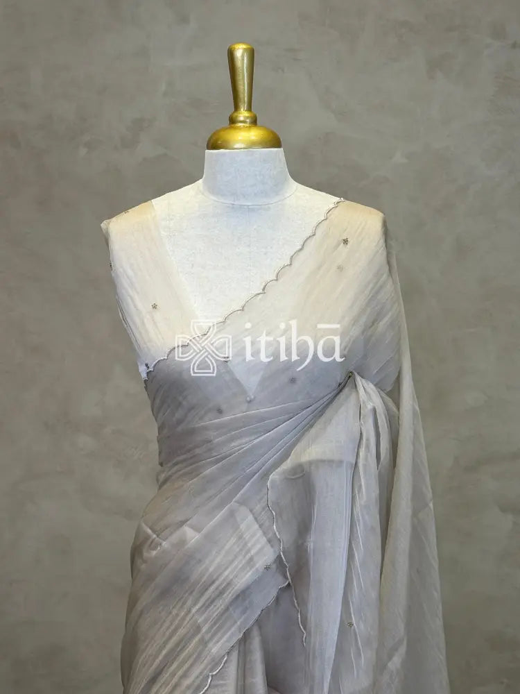 ORGANZA TURKISH APPLIQUE EMBROIDERY SAREE