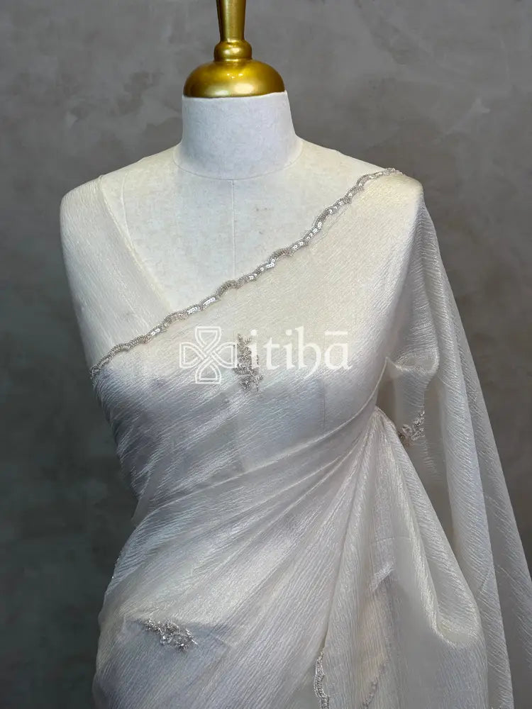 ORGANZA TURKISH APPLIQUE EMBROIDERY SAREE