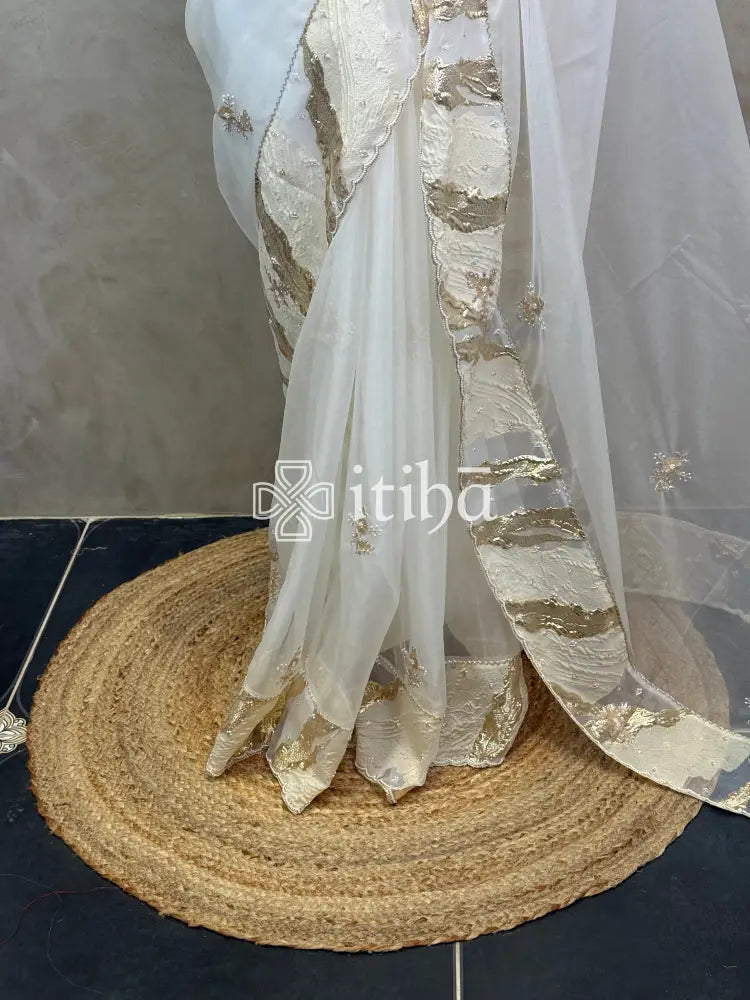 ORGANZA TURKISH APPLIQUE EMBROIDERY SAREE