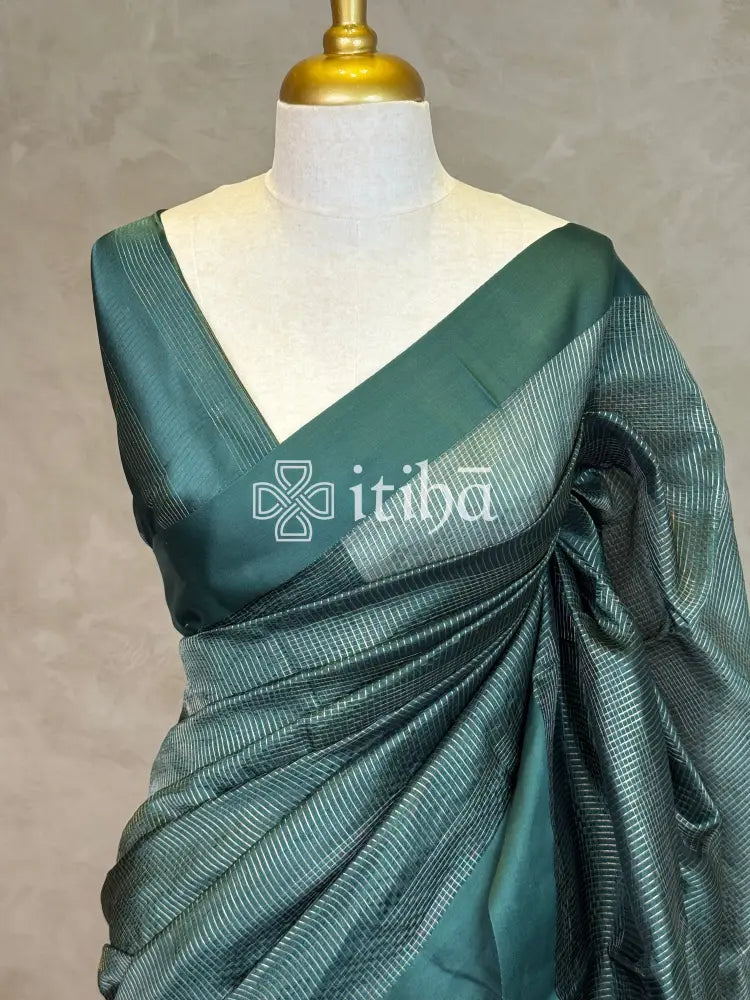 ORGANZA ZARI CHECKS SATIN BORDER BANARASI SAREE