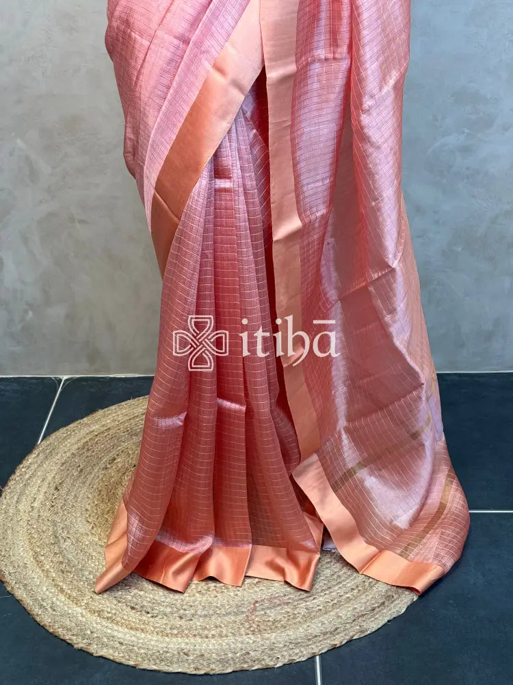 ORGANZA ZARI CHECKS SATIN BORDER BANARASI SAREE