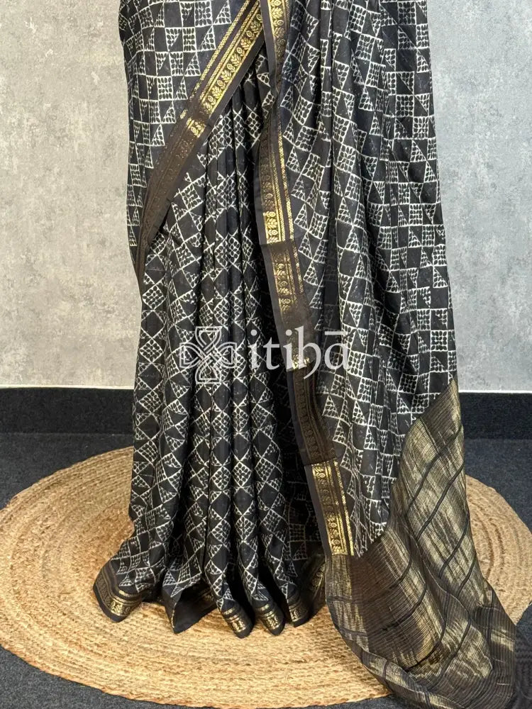 PRINTED BINNY CREPE SILK BANARASI SAREE