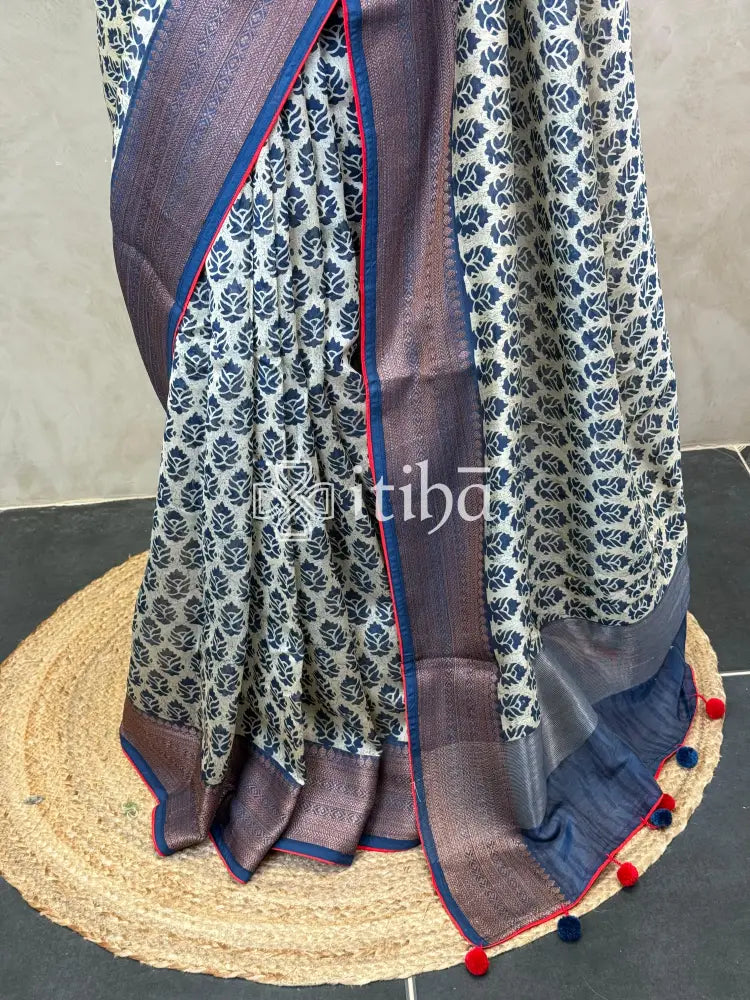 PRINTED CHANDERI BANARASI SAREE