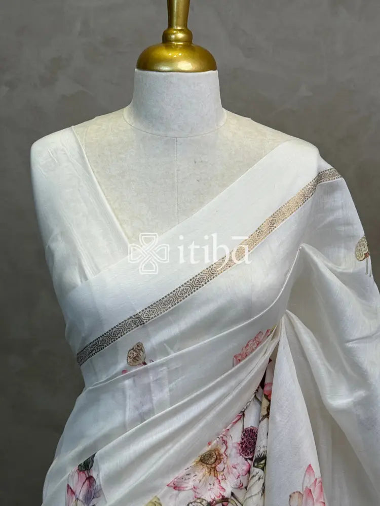 PRINTED CHANDERI SILK SAREE