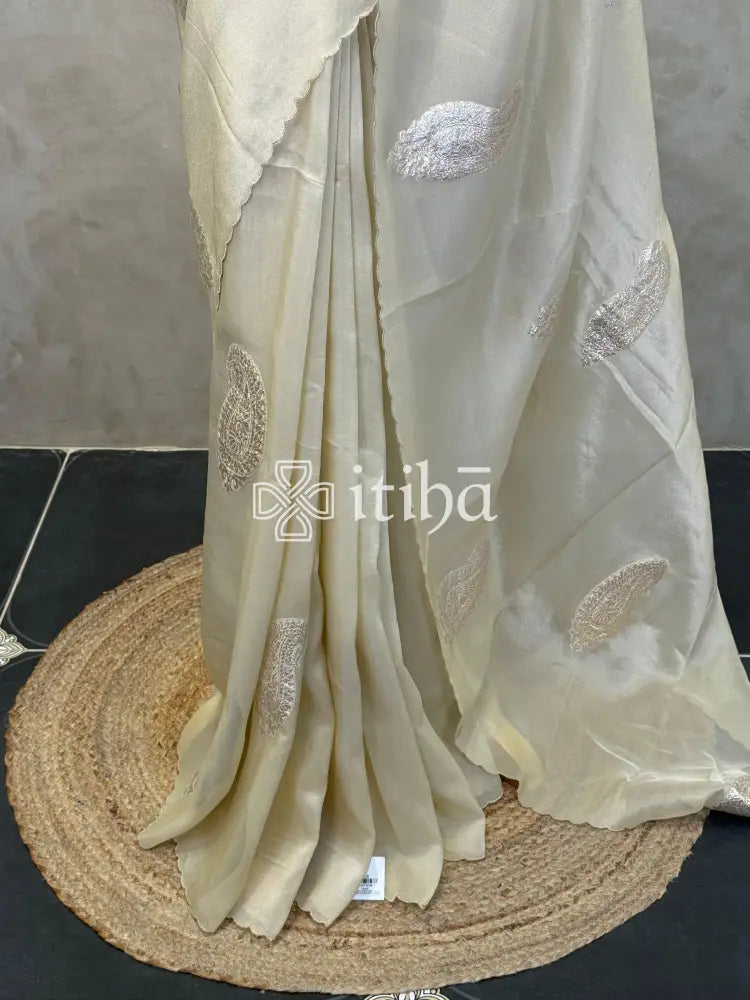 PURE SILK ORGANZA APPLIQUE GOTA EMBROIDERY SAREE