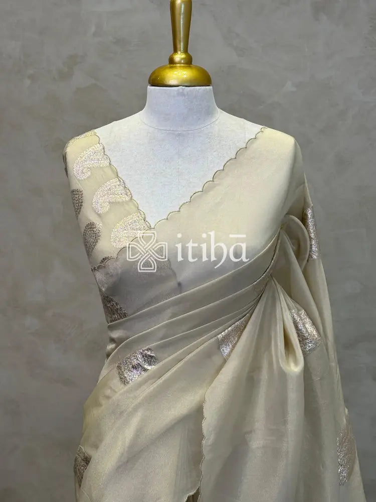 PURE SILK ORGANZA APPLIQUE GOTA EMBROIDERY SAREE