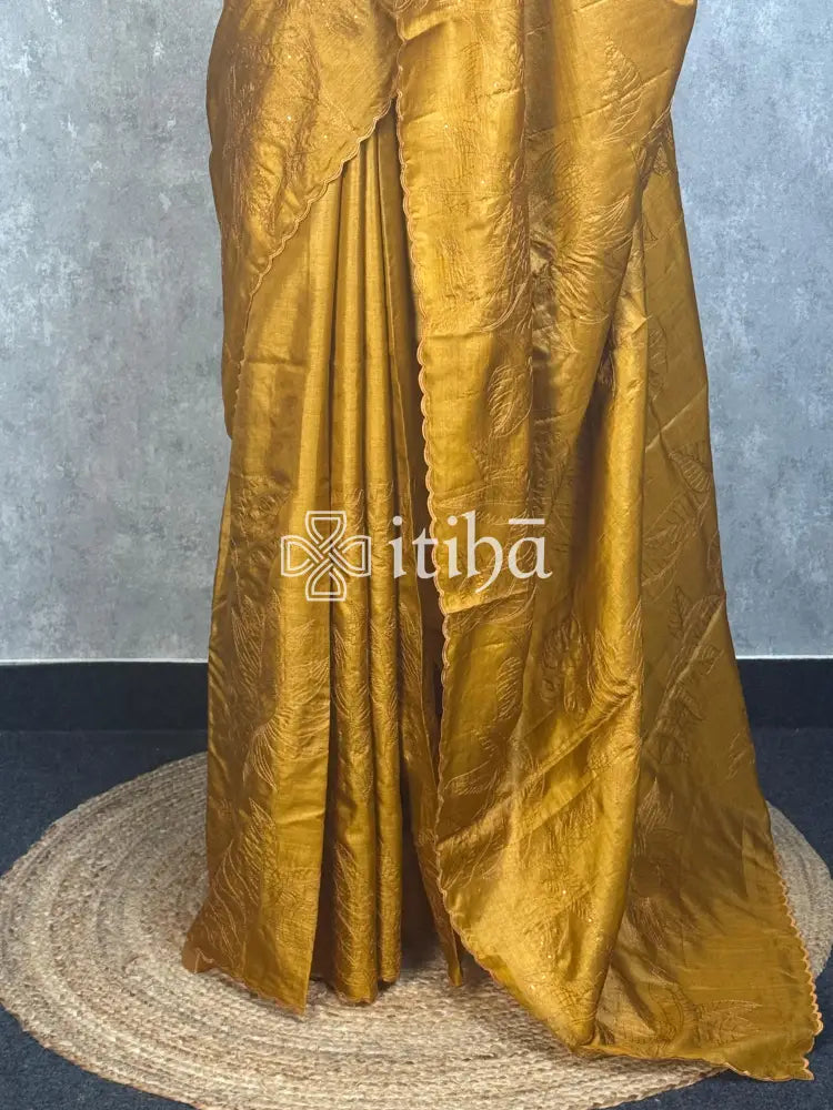 PURE TUSSAR SILK EMBROIDERY SAREE