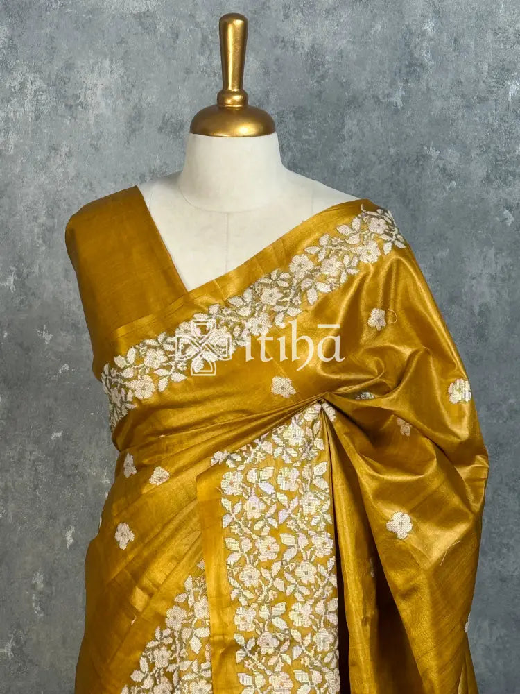 PURE TUSSAR SILK EMBROIDERYSAREE