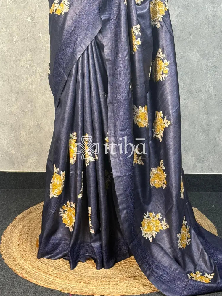 PURE TUSSAR SILK EMBROIDERYSAREE