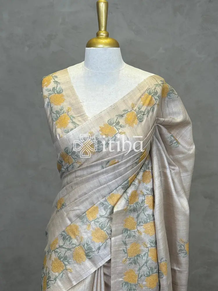 PURE TUSSAR SILK EMBROIDERYSAREE