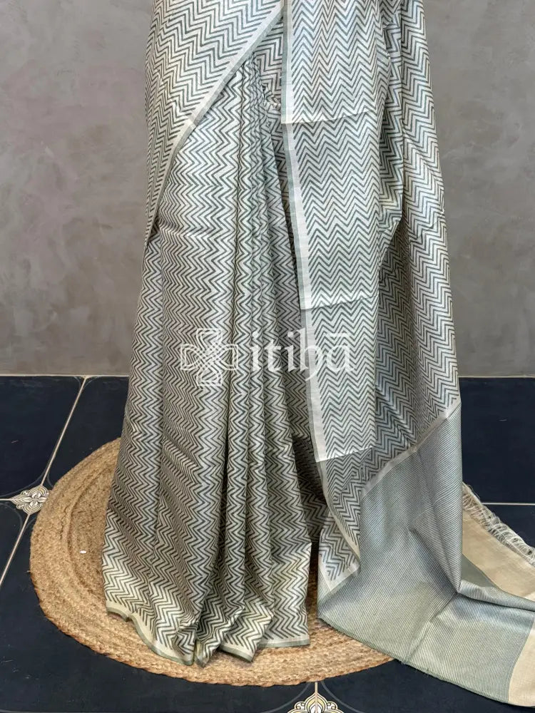 PURE TUSSAR SILK PRINTED SAREE