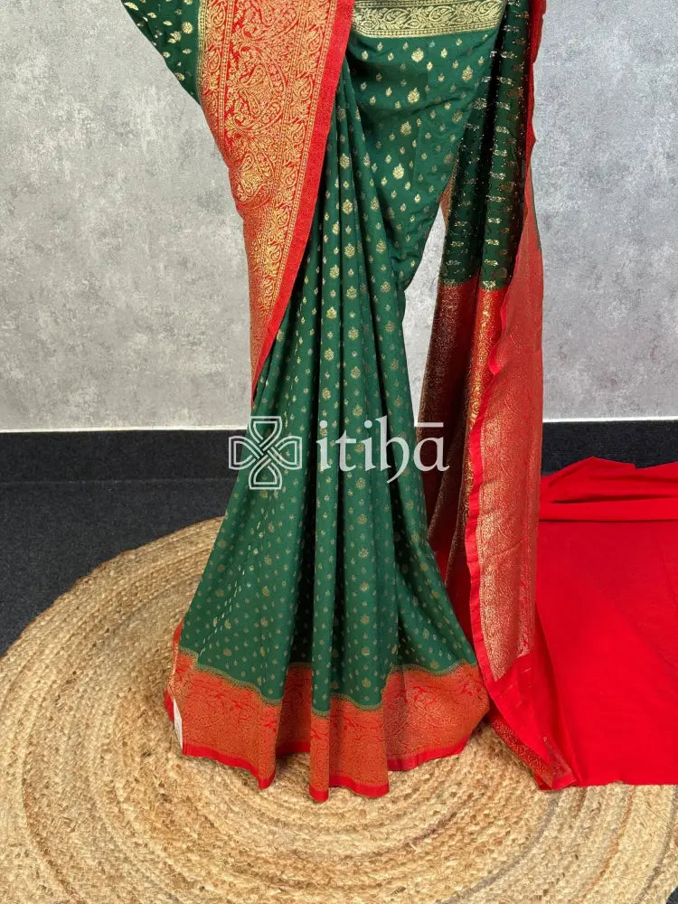 SEMI CREPE GOLD ZARI BANARASI SAREE