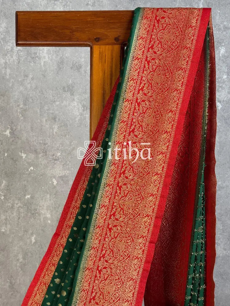 SEMI CREPE GOLD ZARI BANARASI SAREE