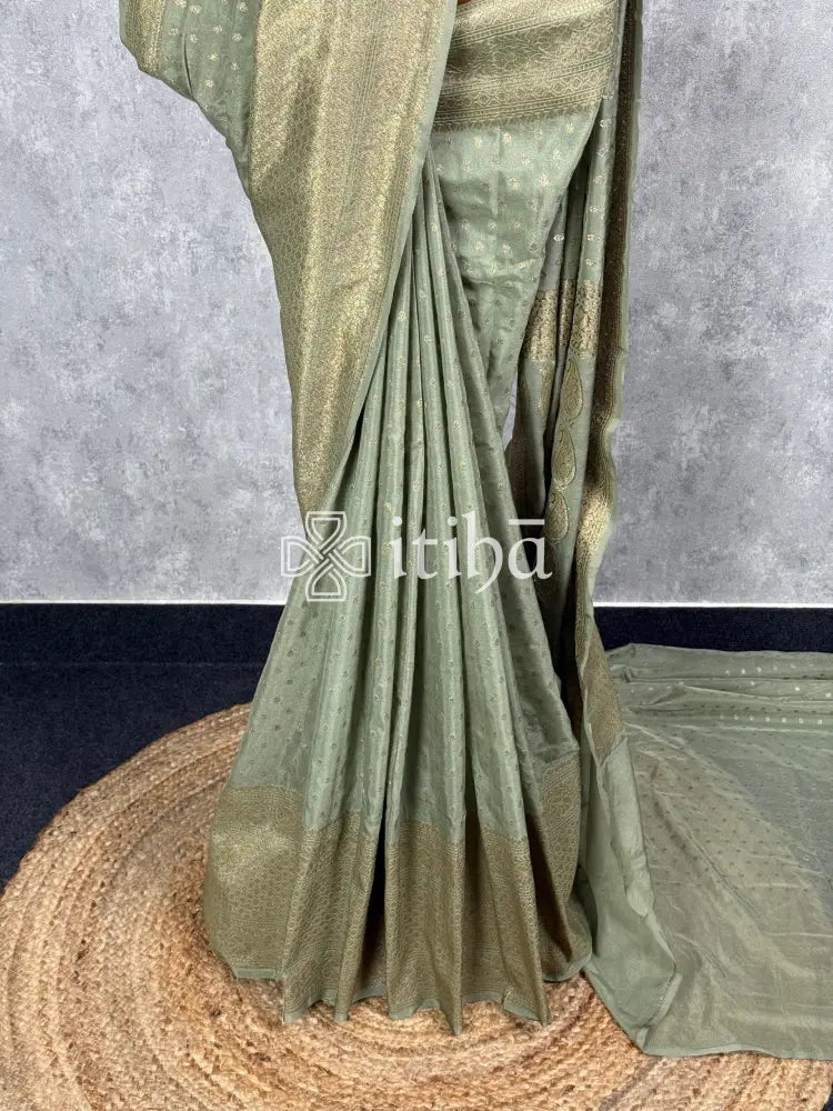 SEMI GEORGETTE ANTIQUE ZARI BANARASI SAREE
