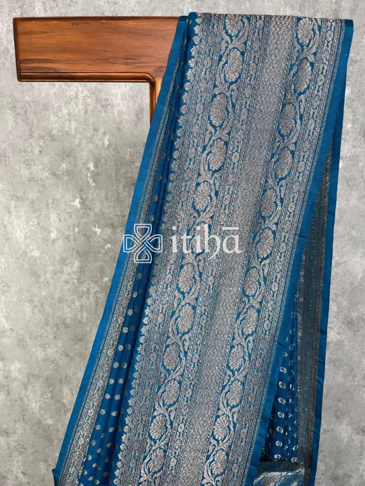 SEMI GEORGETTE ANTIQUE ZARI BANARASI SAREE