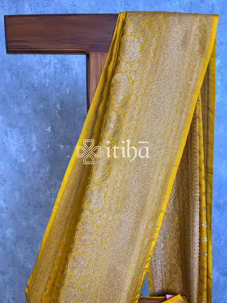 SEMI GEORGETTE ANTIQUE ZARI BANARASI SAREE