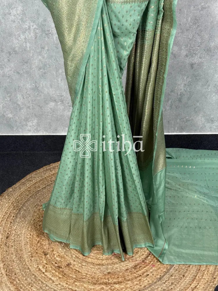 SEMI GEORGETTE ANTIQUE ZARI BANARASI SAREE