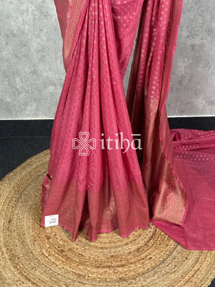 SEMI GEORGETTE ANTIQUE ZARI BANARASI SAREE