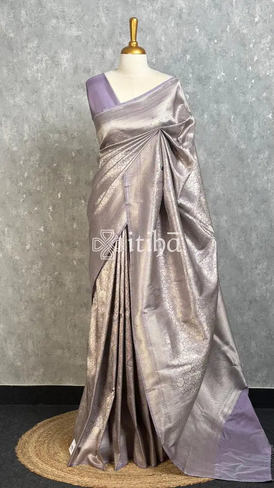 SEMI KATAN WATER ZARI BROCADE BANARASI SAREE - DUSTY LAVENDER