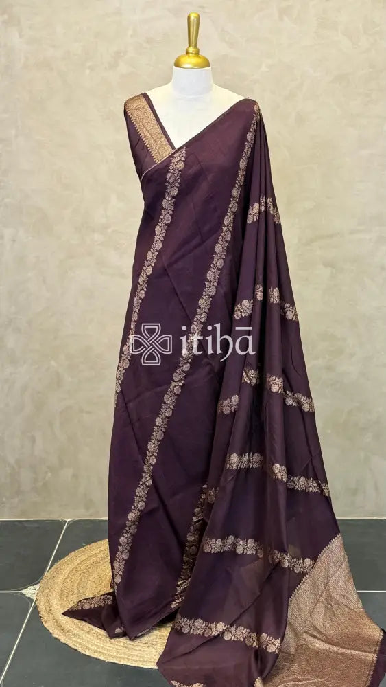 SEMI MATKA TUSSAR BANARASI SAREE - Brown