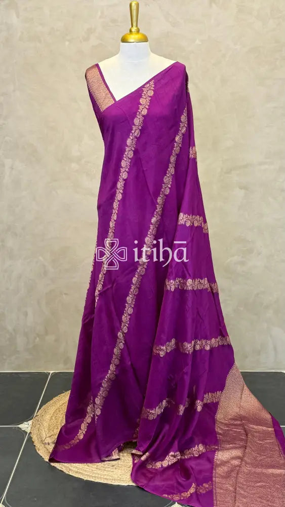 SEMI MATKA TUSSAR BANARASI SAREE - Purple