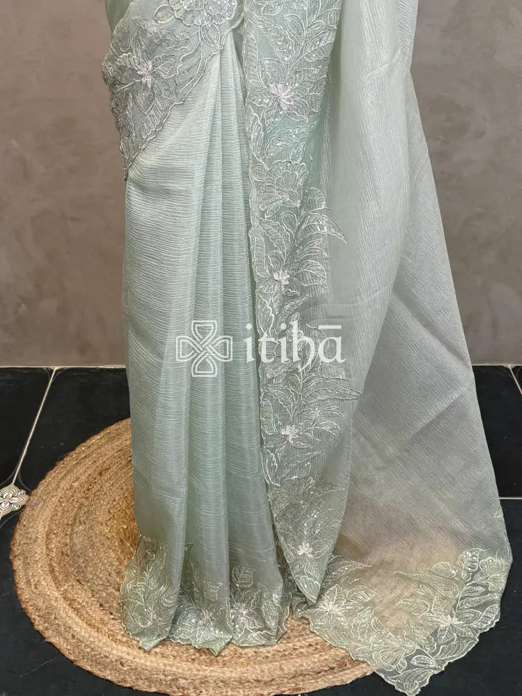 SEMI ORGANZA DESIGHNER SAREE