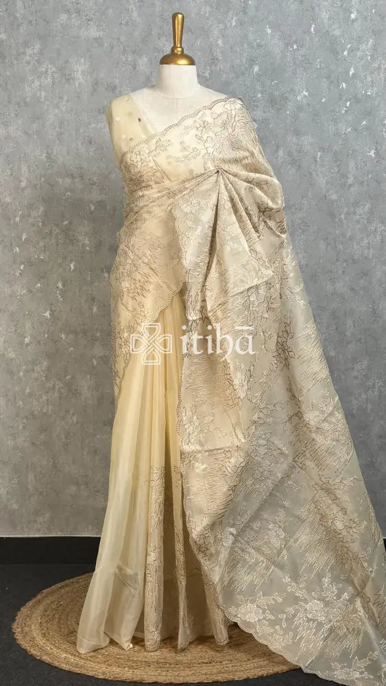 SEMI ORGANZA EMBROIDERY SAREE