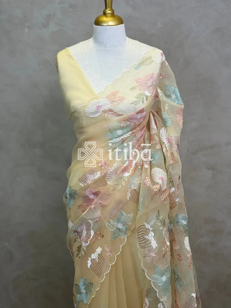 SEMI ORGANZA EMBROIDERY SAREE