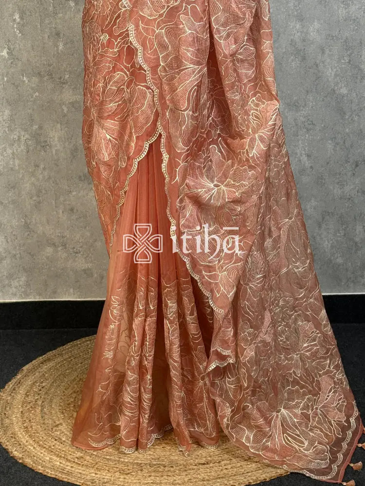 SEMI ORGANZA EMBROIDERY SAREE