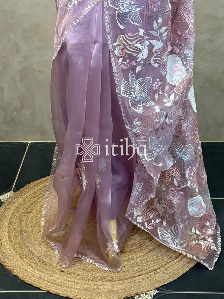 SEMI ORGANZA EMBROIDERY SAREE