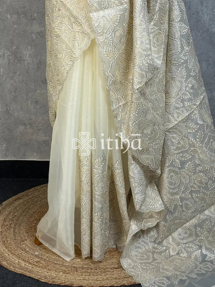 SEMI ORGANZA EMBROIDERY SAREE