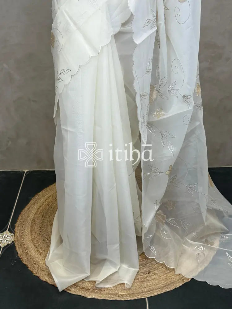 SEMI ORGANZA EMBROIDERY SAREE